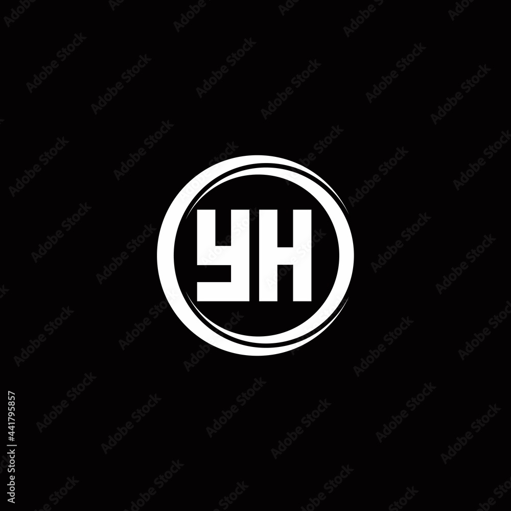 YH logo initial letter monogram with circle slice rounded design template