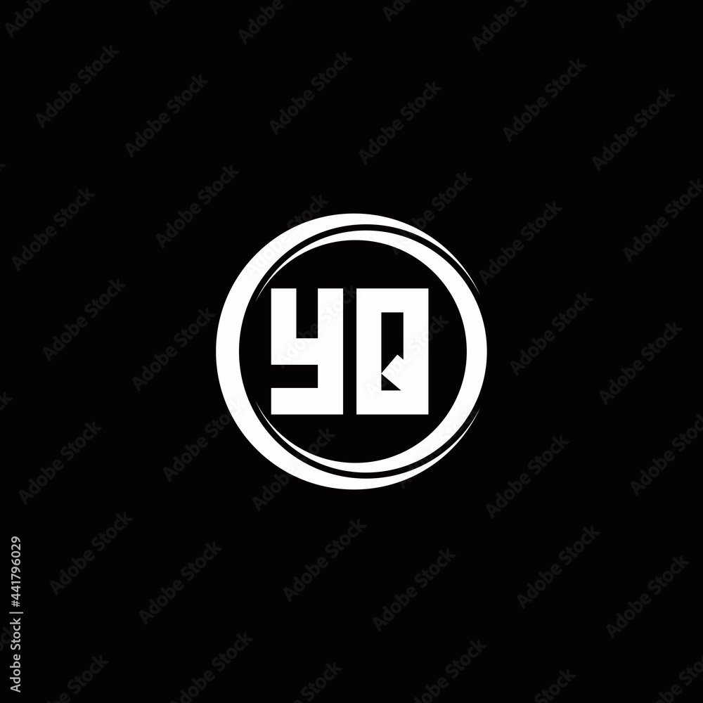 YQ logo initial letter monogram with circle slice rounded design template YQ logo initial letter monogram with circle slice rounded design template