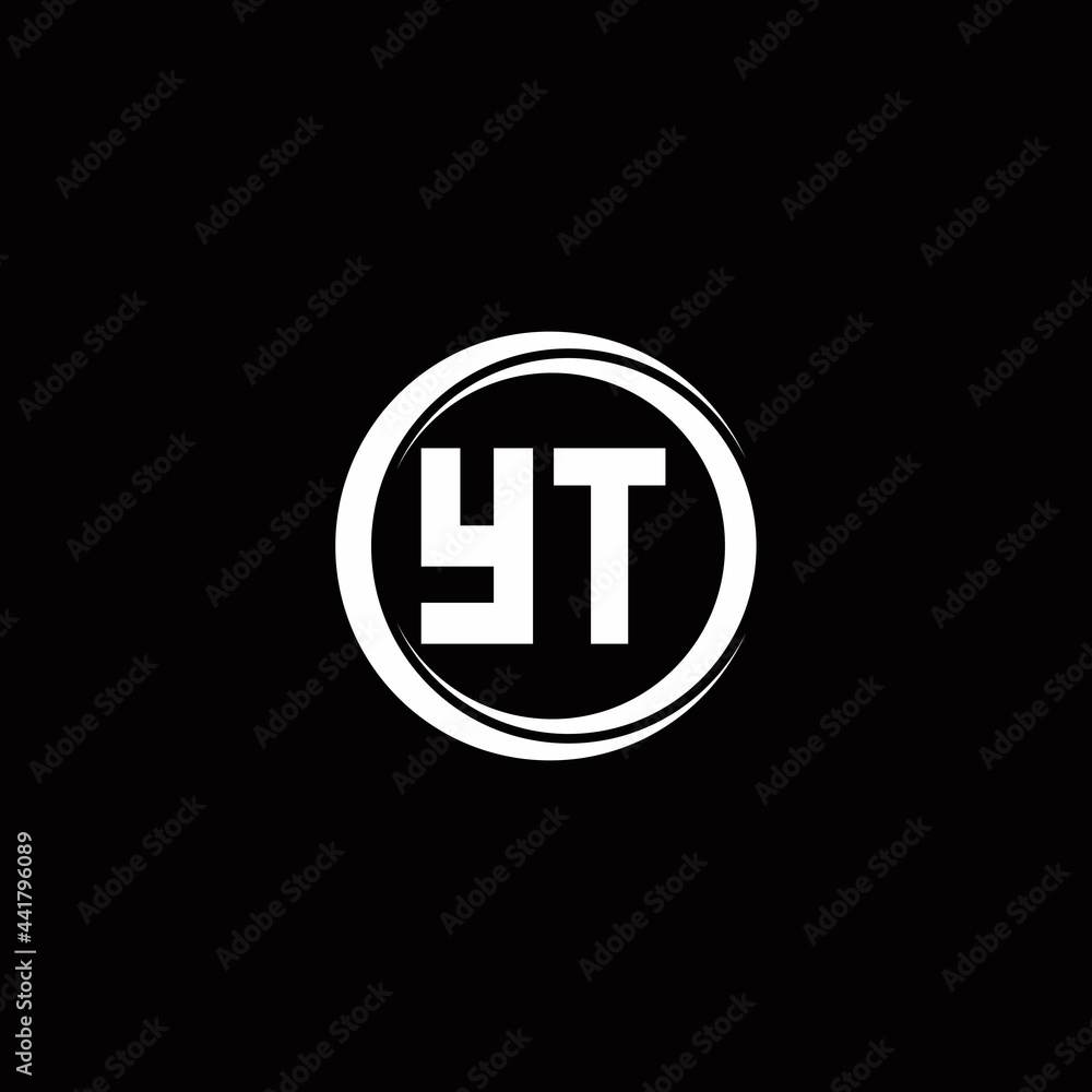 YT logo initial letter monogram with circle slice rounded design template YT logo initial letter monogram with circle slice rounded design template