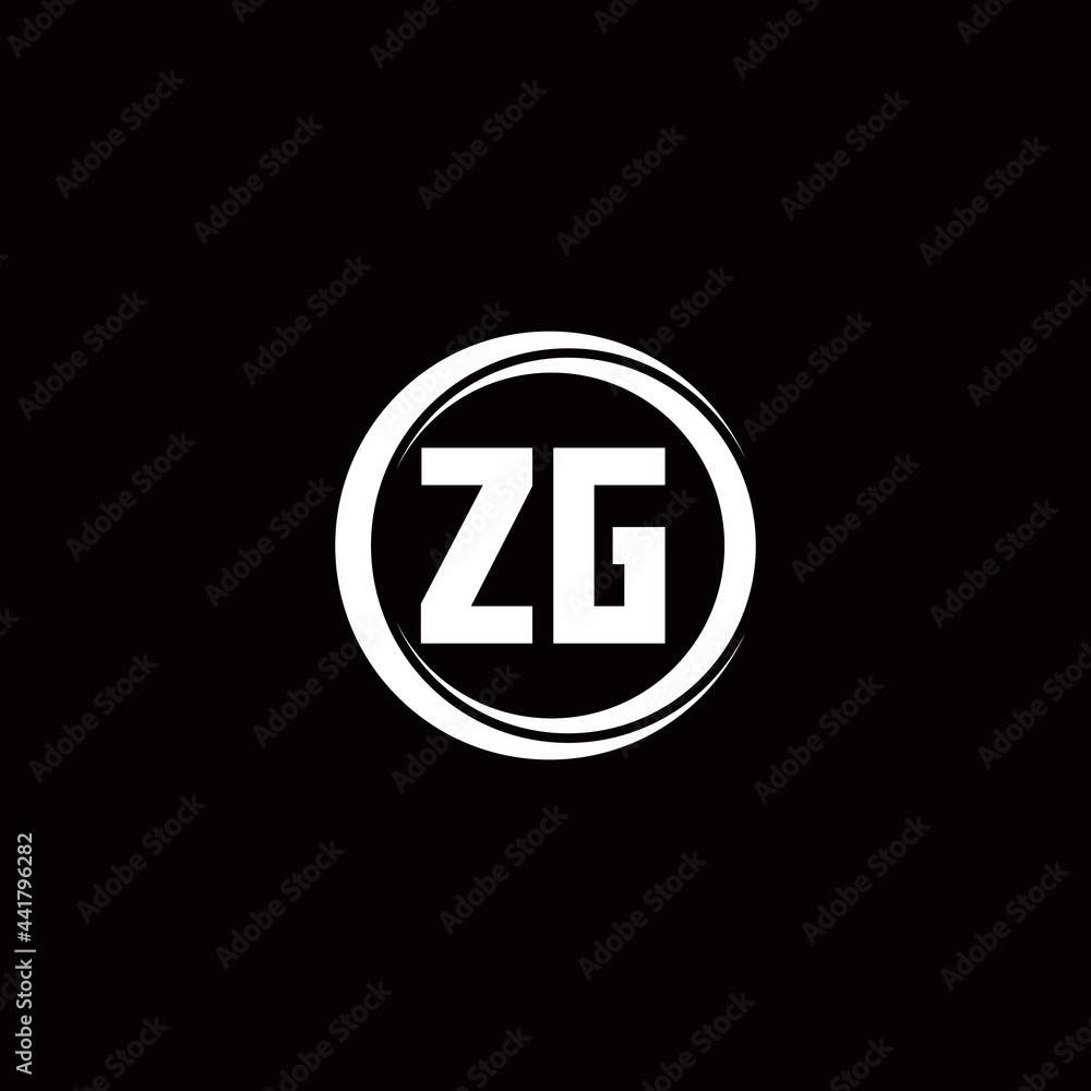 ZG logo initial letter monogram with circle slice rounded design template ZG logo initial letter monogram with circle slice rounded design template