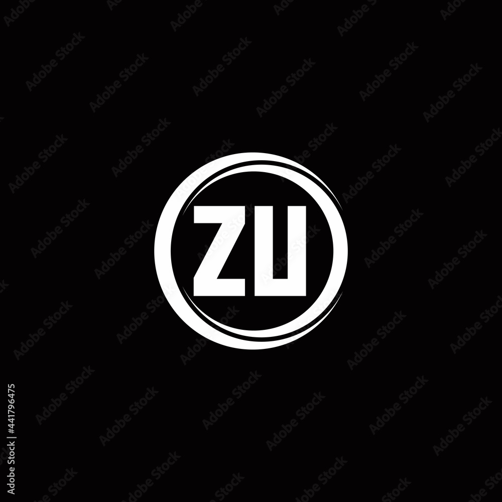 ZU logo initial letter monogram with circle slice rounded design template ZU logo initial letter monogram with circle slice rounded design template