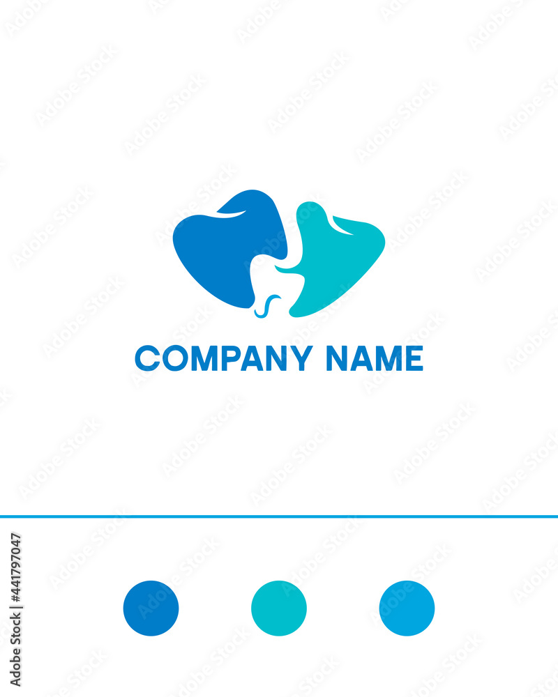 three teeth in blue, like a family together. logo for family dental clinic three teeth in blue, like a family together. logo for family dental clinic