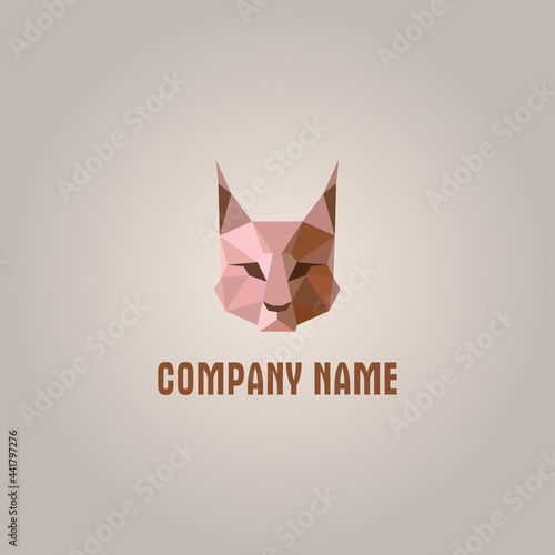 lynx drawn with polygons, triangles in flesh shades