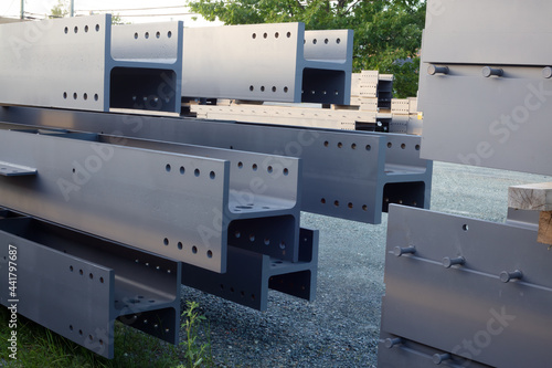 Obraz na plátně construction girder beams stack metal structure heap