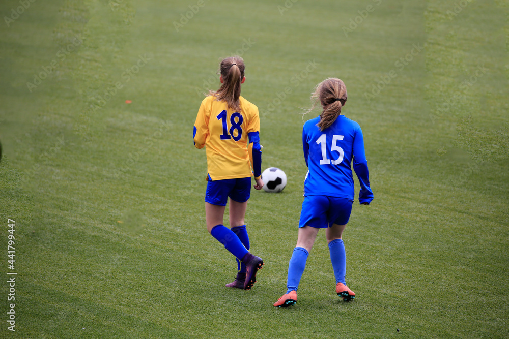 Obraz premium Young girl playing football,,Norway,scandinavia,Europe