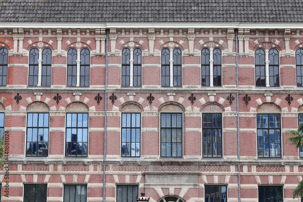 Obraz premium Amsterdam Oude Turfmarkt Brick Building Facade Detail