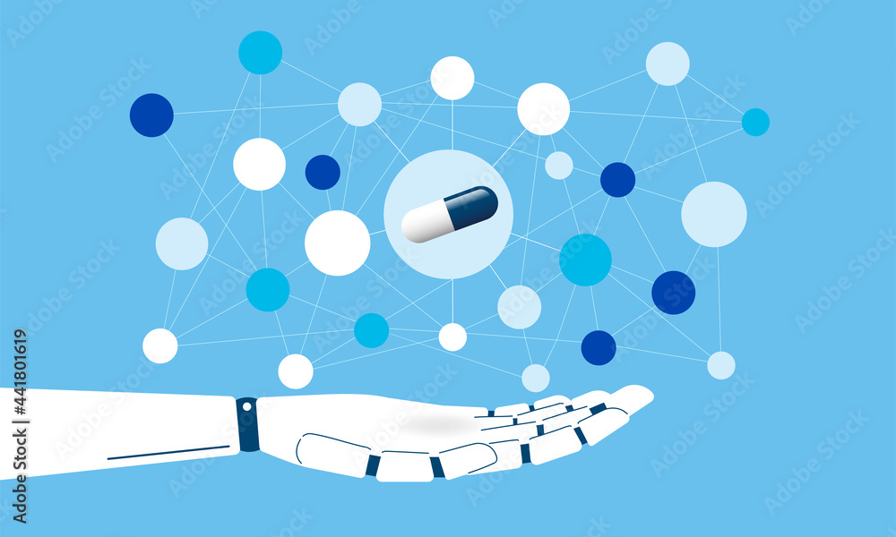 Ai創薬のイメージイラスト Aiと新薬のイラスト ベクター Stock Vector Adobe Stock