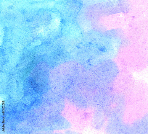 and drawn watercolor abstract background blue pink