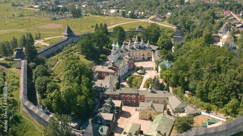 Aerial view of Pskov-Pechory Monastery in Russia photo