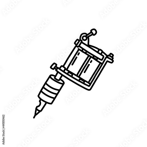 tattoo machine doodle icon, vector color line illustration