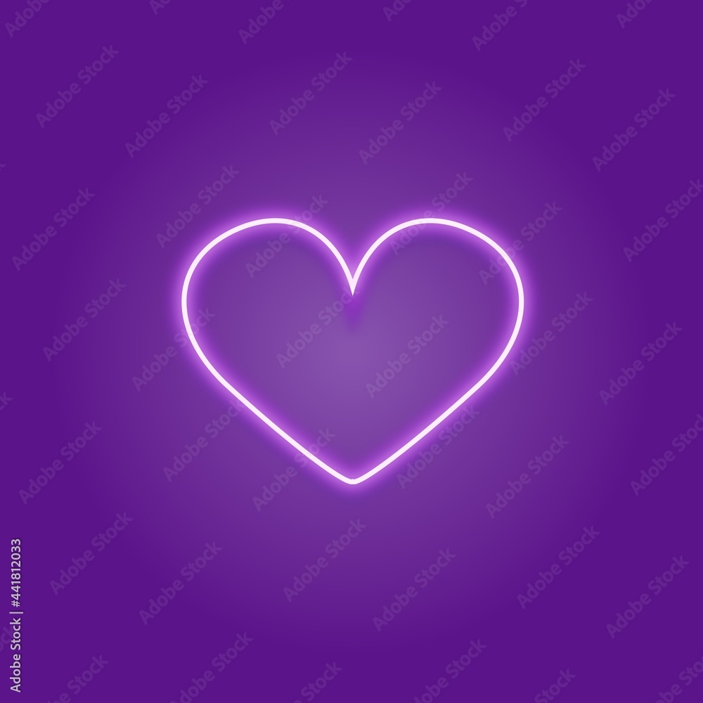neon purple heart on purple background