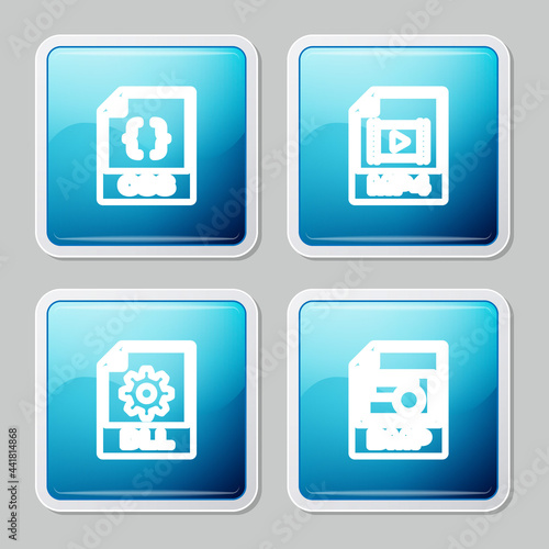 Set line CSS file document, MP4, DLL and BMP icon. Vector