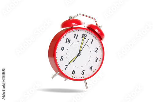 Alarm clock ringing isolated on white background with motion blur. 3d illustration.