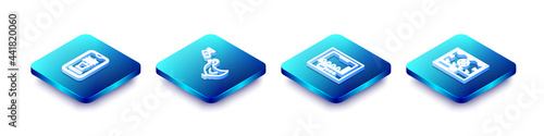 Set Isometric line Smart control farming system, Chicken and camera, Incubator for eggs and technology icon. Vector