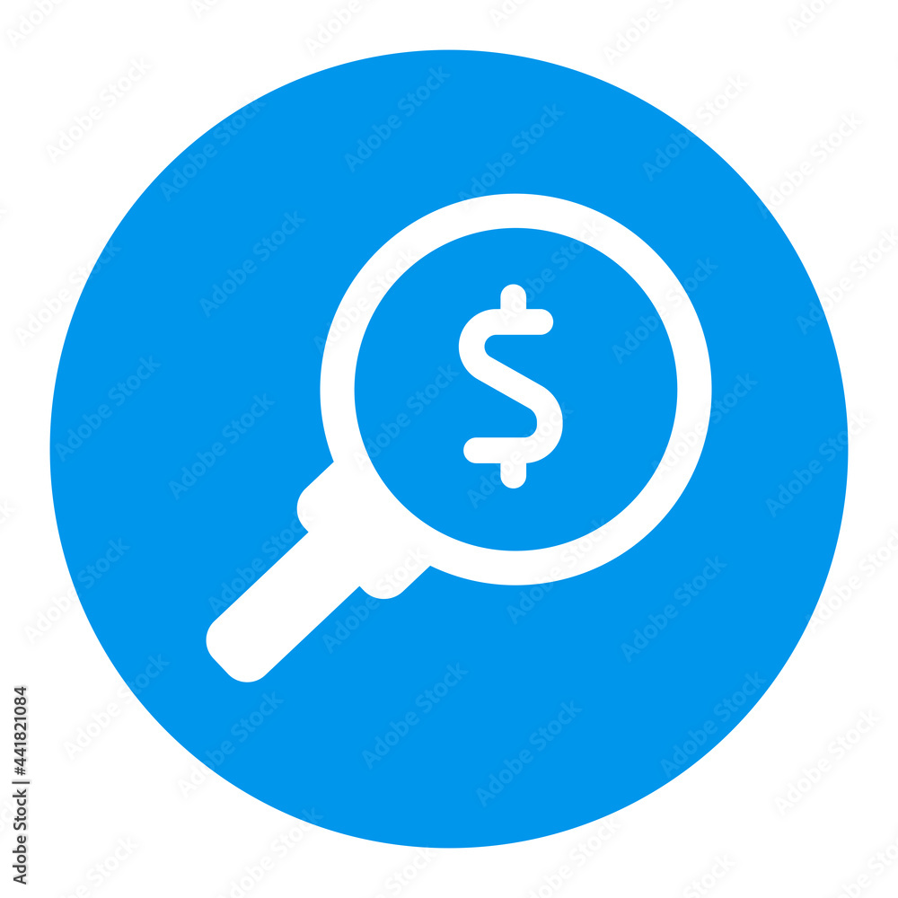 Looking for money. Dollar symbol magnifying glass Looking for money. Dollar symbol magnifying glass