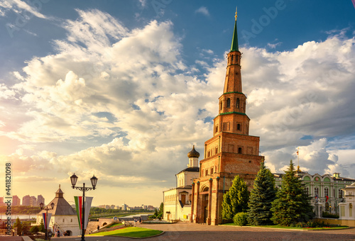 Leaning Suyumbike Tower in Kazan Kremlin, Tatarstan, Russia photo