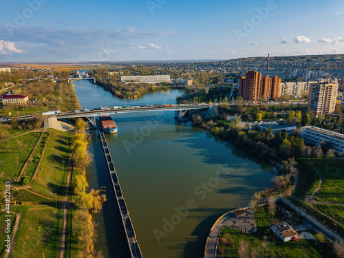 Volga-Don Shipping Canal in Volgograd, aerial view © Mulderphoto