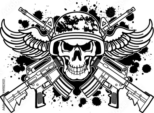 military skull vector image