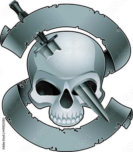 military skull  with combat knife