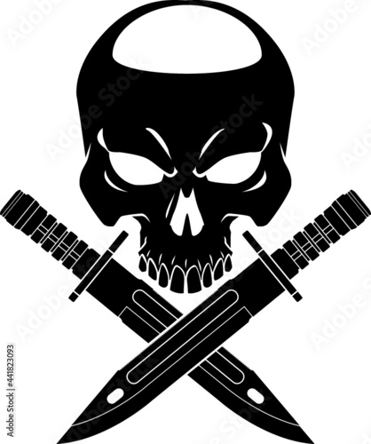 military skull  with combat knife