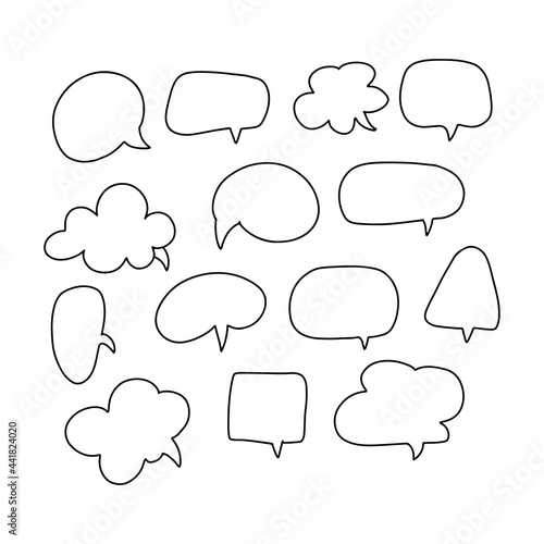 Speech bubble thin line icon set. Communication chat linear customer dialog signs, clean label. Outline sign of comic tell. Simple speech bubble symbol isolated vector Illustration