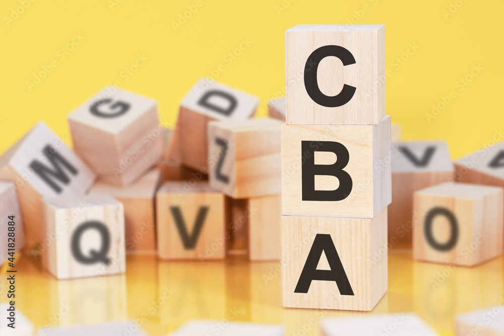 word cba from wooden blocks with letters, concept word cba from wooden blocks with letters, concept