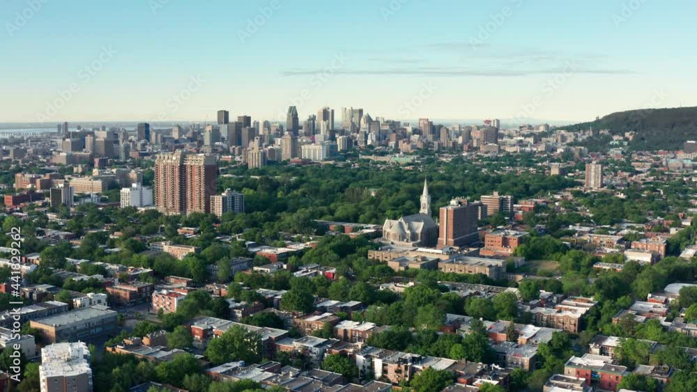 Aerial Drone of La Fontaine Park in Le Plateau - Mont Royal Neighbourhood of Montreal Quebec in Summer Aerial Drone of La Fontaine Park in Le Plateau - Mont Royal Neighbourhood of Montreal Quebec in Summer