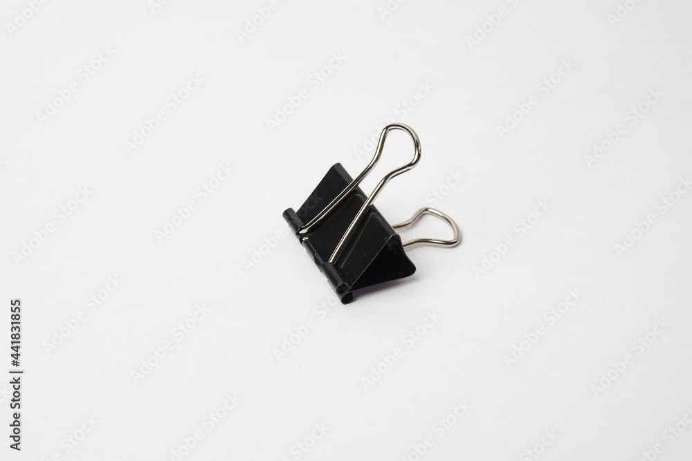 Black paper clip isolated on white Black paper clip isolated on white