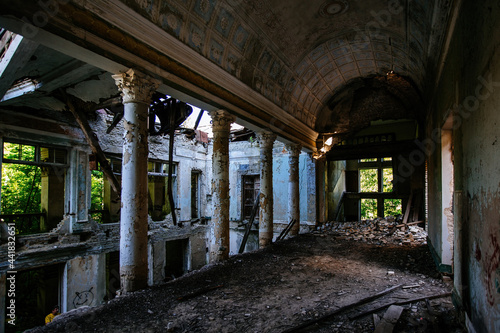 Interior of the old ruined abandoned theater