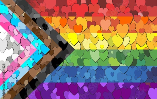 Progress Pride Flag made of hearts background - Illustration,  
Rainbow flag with hearts background