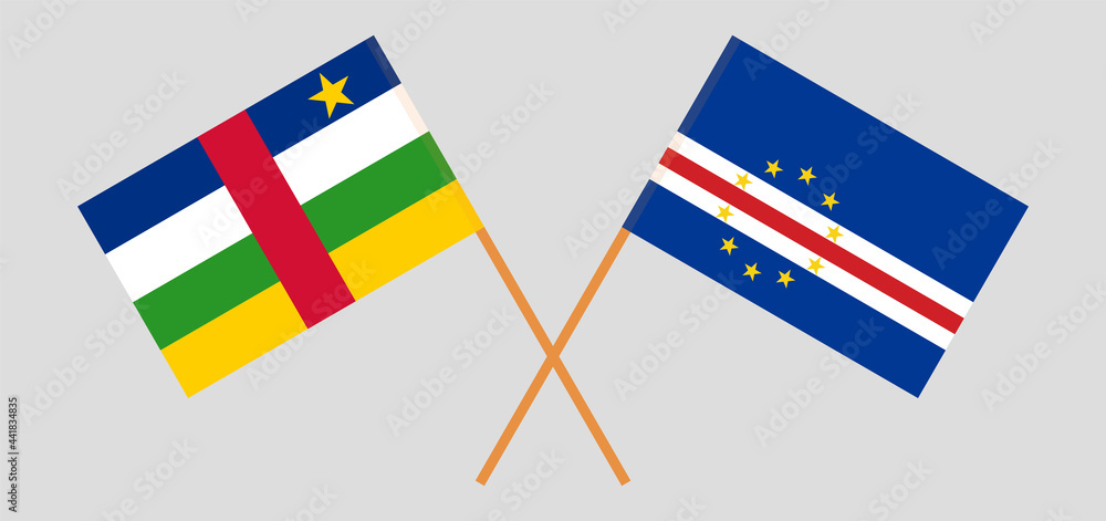 Crossed flags of Central African Republic and Cape Verde. Official colors. Correct proportion