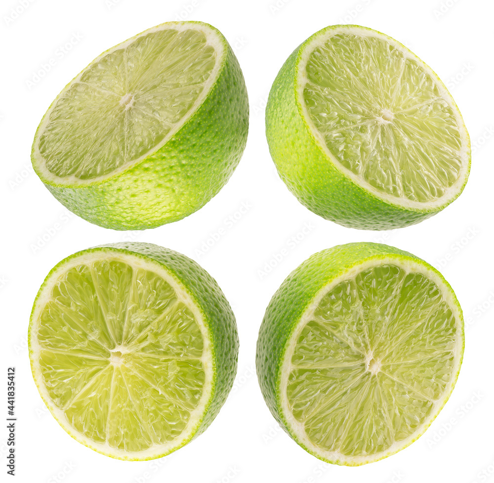 collection of limes isolated on a white background