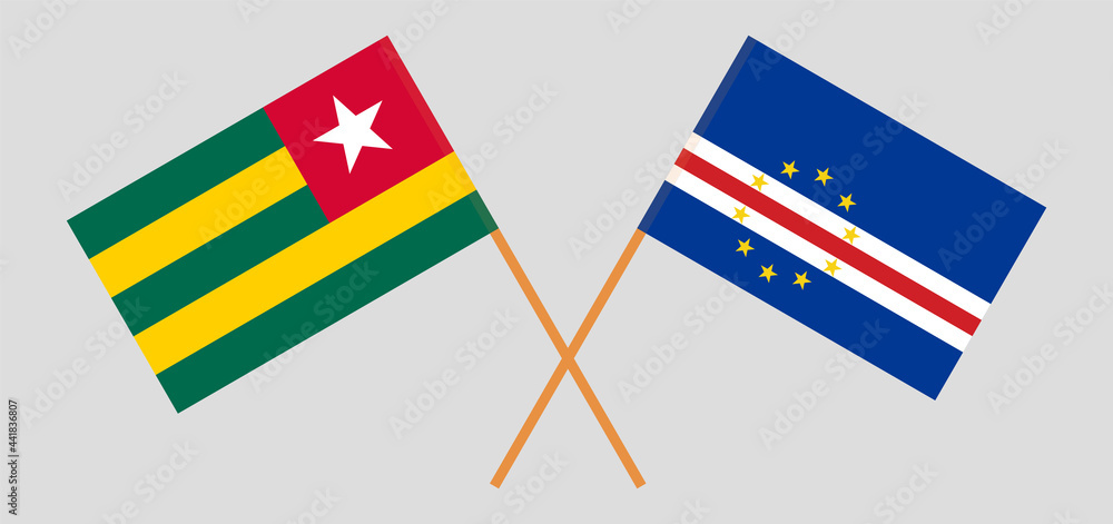 Crossed flags of Togo and Cape Verde. Official colors. Correct proportion
