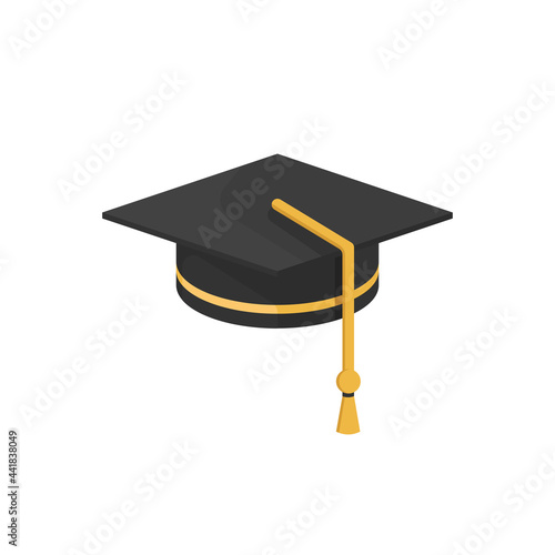Bachelor hat icon. Square academic cap symbol, student graduate headdress logo, vector illustration.