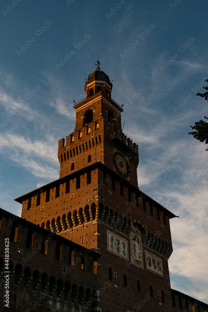 tower of the historic castle Sforzesco