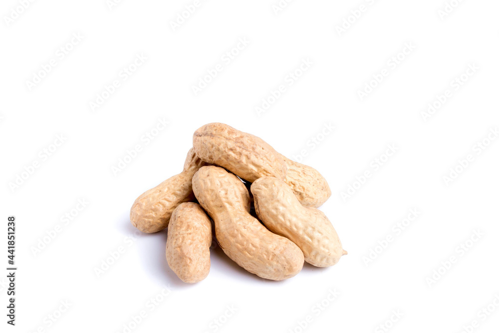 Peeled peanuts and peanut pod isolated on white background. Peeled peanuts and peanut pod isolated on white background.