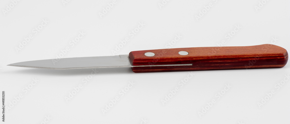 Kitchen utensils isolated on white background. Cutting sharp knife Kitchen utensils isolated on white background. Cutting sharp knife