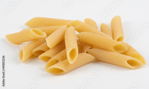 Penne pasta isolated on white