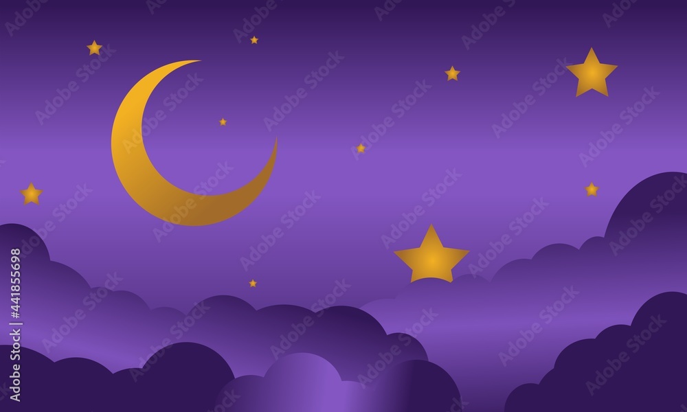 Fototapeta premium Skyscape background with beautiful moon and stars. suitable for posters and wallpapers