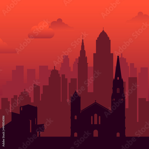 Cleveland, USA famous city scape view background. © chuhastock