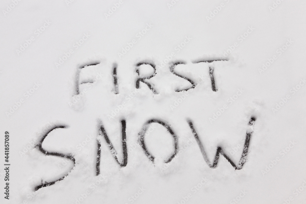 the inscription of the word snow on the white first snow the inscription of the word snow on the white first snow