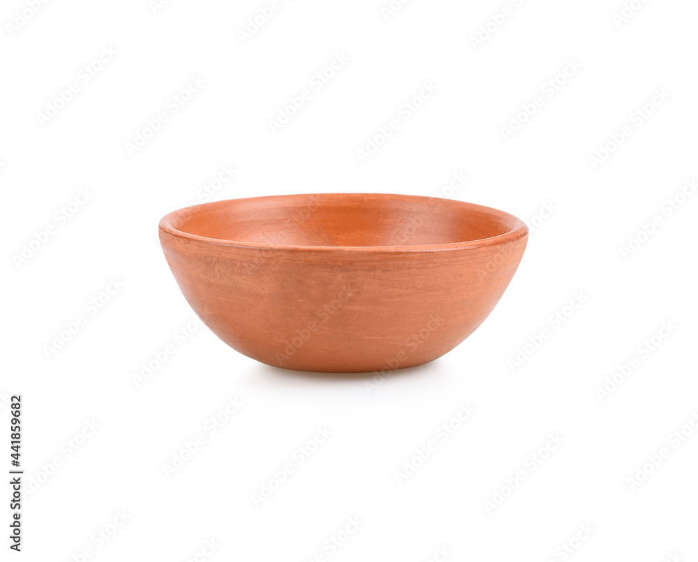 Close-up of soft clay pot over white background Close-up of soft clay pot over white background