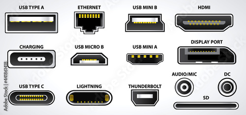 various usb plug connector mini micro lightning type photo