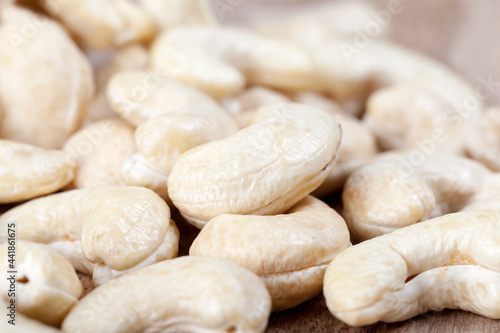 delicious and healthy raw cashew nuts, close up