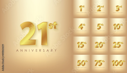 Realistic Golden anniversary premium set Vector Design © ywouz