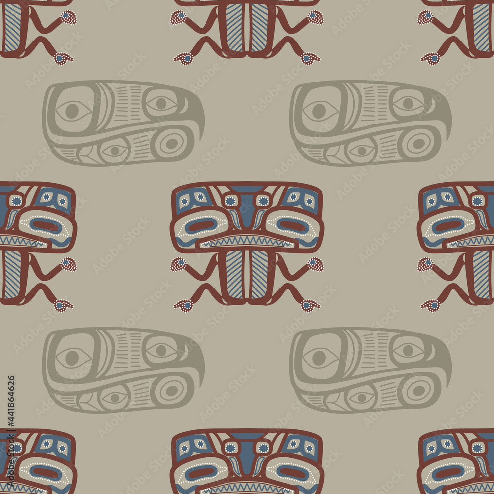 Seamless geometrical monochrome pattern with ethnic motifs. Silhouettes ...