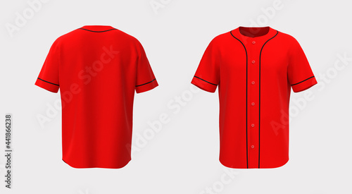 Photography Baseball t-Shirt mockup in front and back views, 3d illustration, 3d rendering