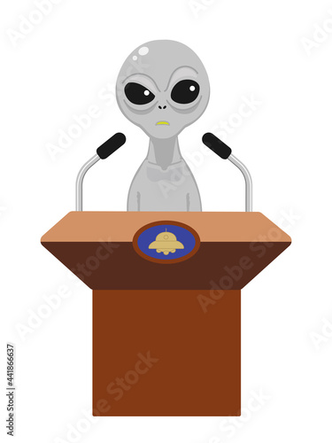 記者会見中の宇宙人