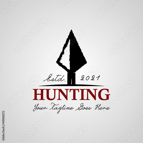 Deep Tribal Spear Arrow for Hunting, Vintage Hunter and Hipster Logo Design Vector Illustration