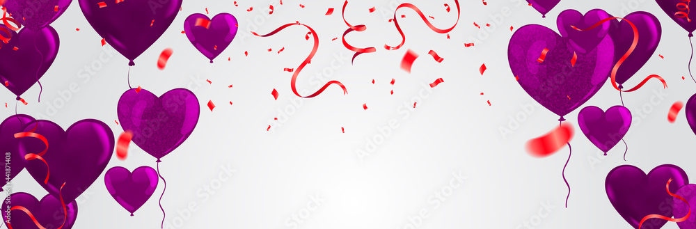 Colored confetti and balloons on the checked background. Eps 10 vector